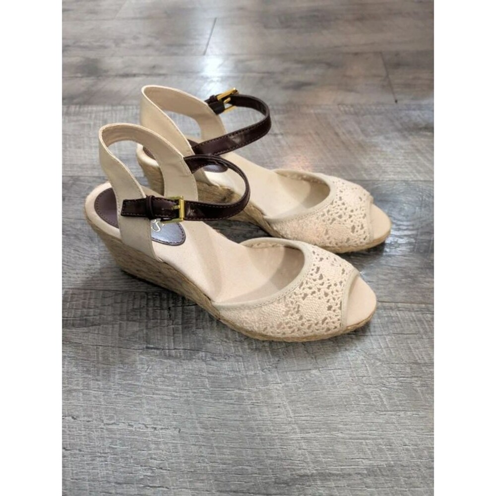 Chaps Damara Crochet Espadrilles Wedge Sandals Size W 7